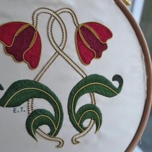 The Art of The Needle Art Nouveau Tile Kit Series - Silk & Gold Tulips Embroidery Kit